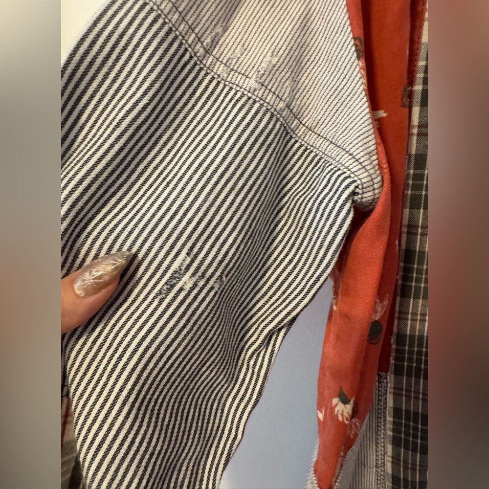 Free People Distressed Patchwork Shirt XS - Picture 6 of 9
